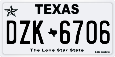 TX license plate DZK6706