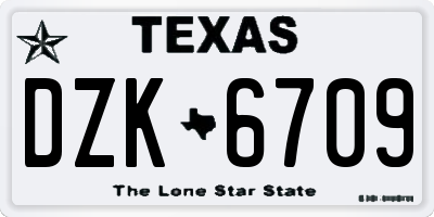 TX license plate DZK6709