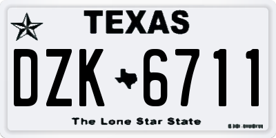 TX license plate DZK6711