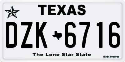 TX license plate DZK6716