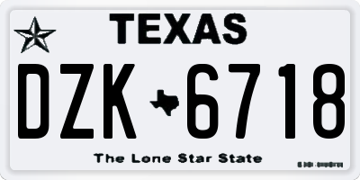 TX license plate DZK6718