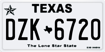 TX license plate DZK6720