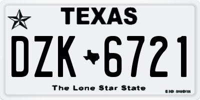 TX license plate DZK6721
