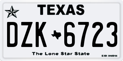 TX license plate DZK6723