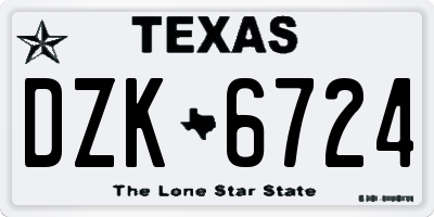 TX license plate DZK6724
