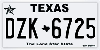 TX license plate DZK6725