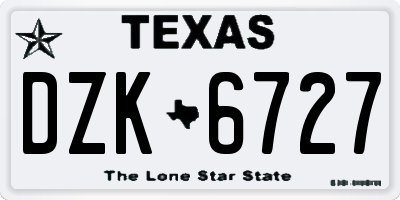 TX license plate DZK6727