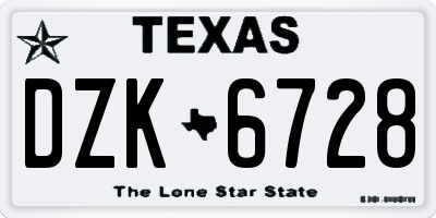 TX license plate DZK6728