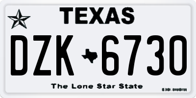 TX license plate DZK6730