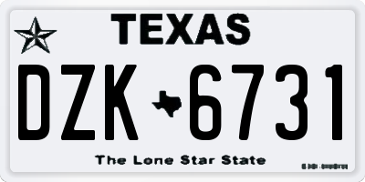 TX license plate DZK6731