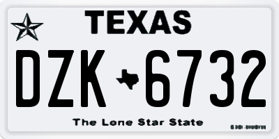 TX license plate DZK6732
