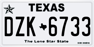 TX license plate DZK6733