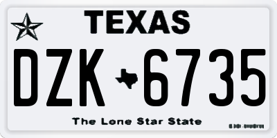 TX license plate DZK6735