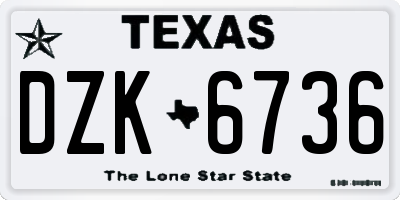 TX license plate DZK6736