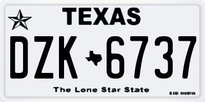 TX license plate DZK6737