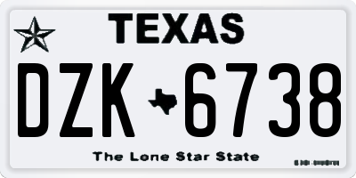 TX license plate DZK6738