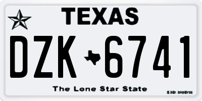 TX license plate DZK6741