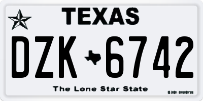 TX license plate DZK6742