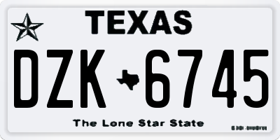 TX license plate DZK6745