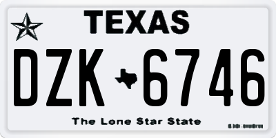 TX license plate DZK6746