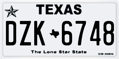 TX license plate DZK6748