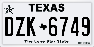 TX license plate DZK6749