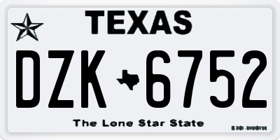 TX license plate DZK6752