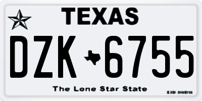TX license plate DZK6755