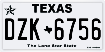 TX license plate DZK6756