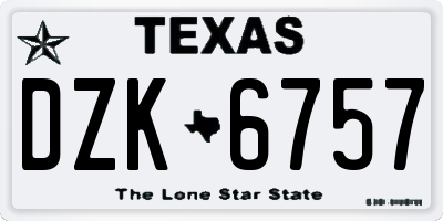 TX license plate DZK6757