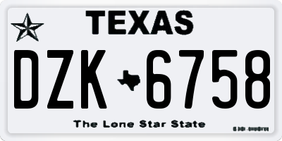TX license plate DZK6758