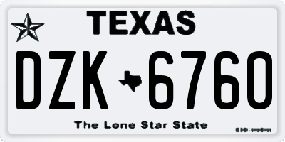 TX license plate DZK6760