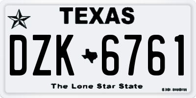 TX license plate DZK6761