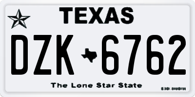 TX license plate DZK6762