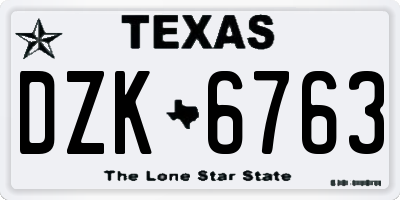 TX license plate DZK6763