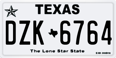 TX license plate DZK6764