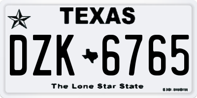 TX license plate DZK6765