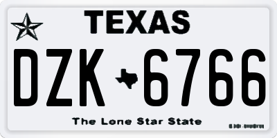TX license plate DZK6766