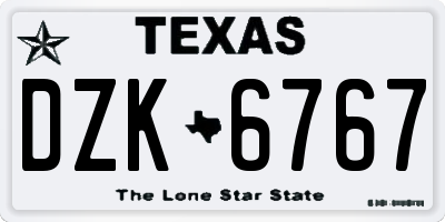 TX license plate DZK6767