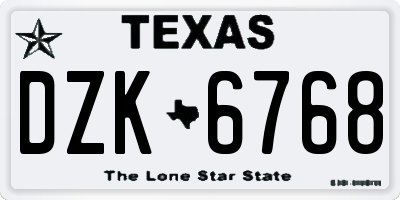 TX license plate DZK6768