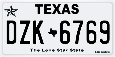 TX license plate DZK6769