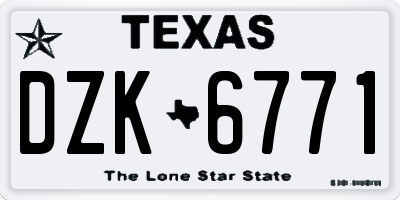 TX license plate DZK6771