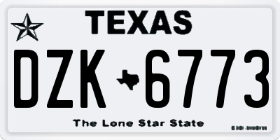 TX license plate DZK6773