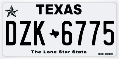 TX license plate DZK6775