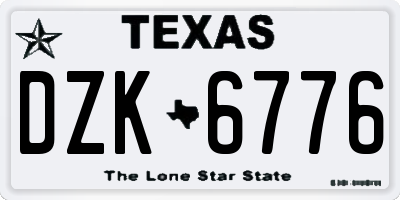 TX license plate DZK6776