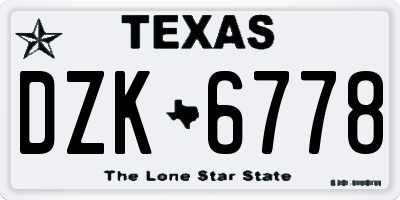 TX license plate DZK6778