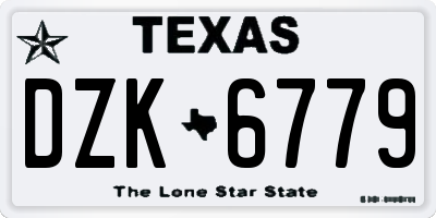 TX license plate DZK6779
