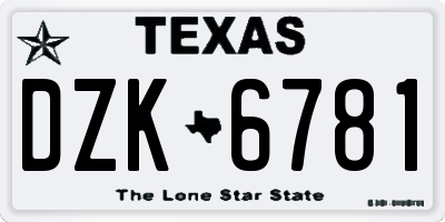 TX license plate DZK6781