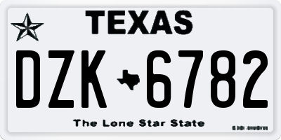 TX license plate DZK6782