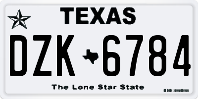 TX license plate DZK6784